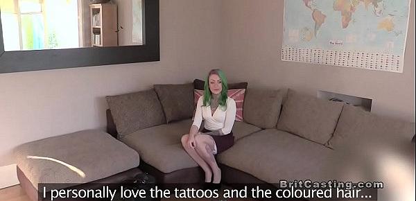  Green colored hair amateur banged in casting